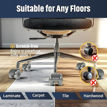 Office Chair Wheels 2" Desk Chair Caster Wheels Smooth Roller Style Quiet for Carpet and Hardwood Floors Universal Fit 11x22 mm Set of 5 Light Grey