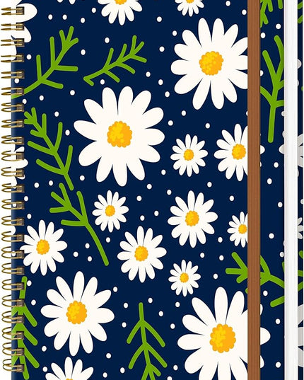 WLPFSAHF Spiral Journal Notebook for Women, Hardcover A5 College Ruled Notebook, 120 Pages, Thick Paper, Cute Lined Journal for School, Office & Work, 6 x 8.4 in(Little Daisy Flower)