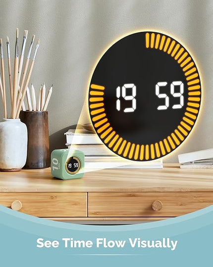 KADAMS Pomodoro Cube Timer Productivity Visual Timer - 5/10/25/50 Min Rotating Countdown (Green)