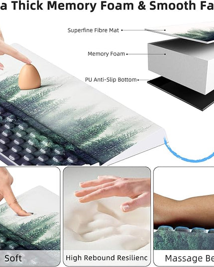 Ospelelf Keyboard Wrist Rest Pad, Comfy Ergonomic Keyboard Stand Holder, Office Desk Accessories, Work from Home Essentials, Green Forest Pattern