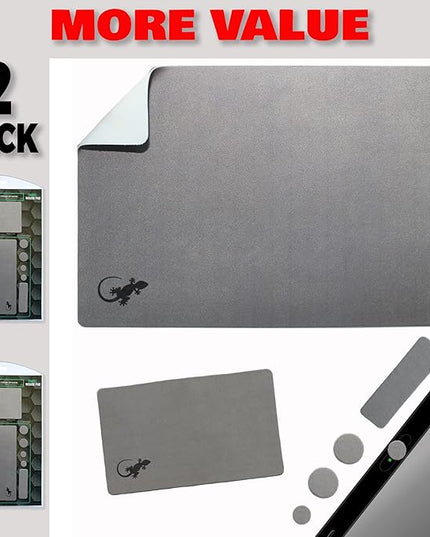 Mouse Pad Adhesive Bottom - Sticks to Any Surface - Portable - Webcam Covers and Screen Cleaner Included (2 x Gray)