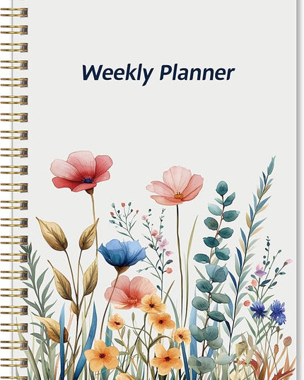 Undated Weekly Planner - Weekly Goals Notebook, A5 To Do List Planner, Habit Tracker Journal with Spiral Binding Floral Cover