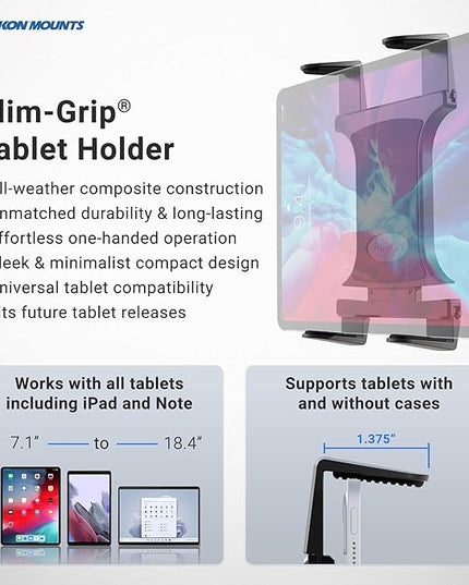 ARKON Mounts - Heavy Duty Tablet Holder with Clamp Mount and 12-Inch Bendable Gooseneck Arm | Versatile Tablet Stand with Easy Install & Durable Support | Securely fits iPad, Galaxy, Note, and more