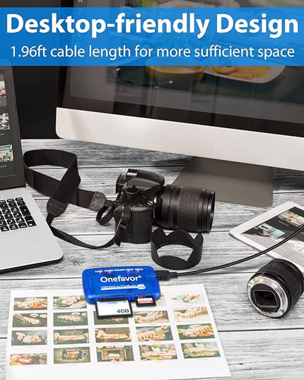 SmartMedia Cards Reader Writer, All-in-1 USB Universal Multi-Card Memory Cards Reader for Windows, Mac, Linux (Card Reader + Type-c Adapter)