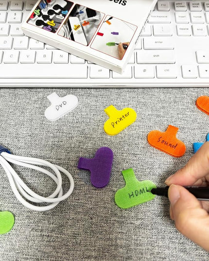 32 Pcs Cable Labels, Multi-Color Write On Cord Wire Label, Cable Tags for Electronics, Computers Cable Management and Identification, Assorted Colors, 1.2" x 0.63"