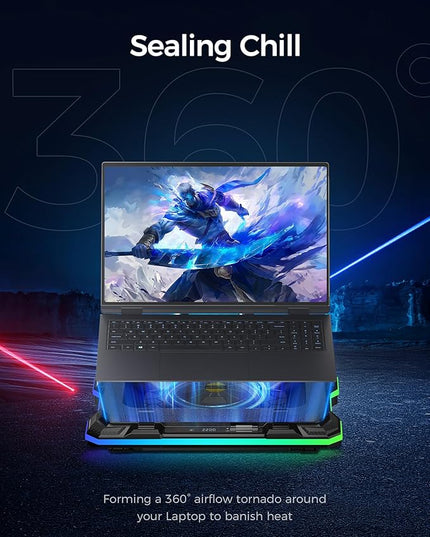 KeiBn Gaming Laptop Cooling Pad, Laptop Cooling Stand with 5.5inch External Cooling Fan, Rapid Cooling Laptop 15.6-19.3inch, Infinitely Variable Speed, 8 Height Stands, 4 USB Ports, Blue