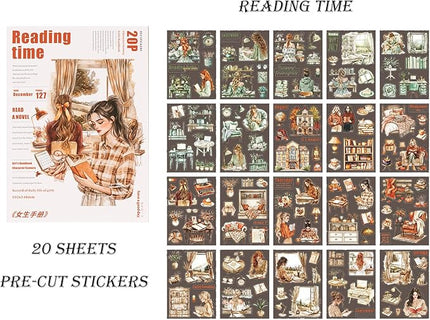 Auguro 4 Books for Girls journaling People Stickers for Scrapbooking 480 Pre-Cut Pet Transparent Stickers for journaling Scrapbooking Supplies