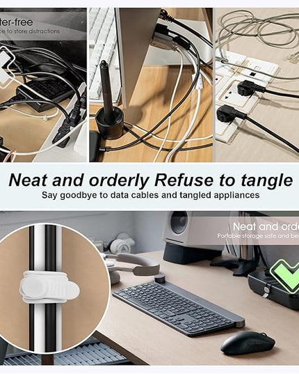 30Pcs Nearockle Silicone Cable Ties for Bundling Earphone, Phone Charger, Computer Cords, Reusable Cord Organizer Cable Management in Home,Office,Kitchen,School (6 Colors)