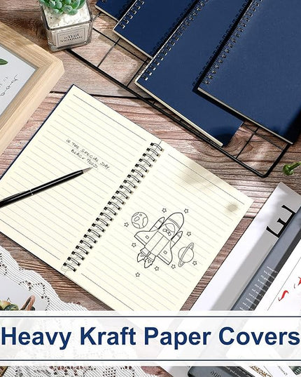 Yahenda Spiral Notebook Bulk A5 Journal Lined 8.3'' x 5.5'' Writing Composition Paper Small Notepad Subject Notebook for Students Office Business Back to School Supplies(Deep Blue,2 Pcs)