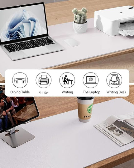 Aothia Large PU Leather Desk Pad Protector – Non-Slip Mouse Pad & Writing Mat for Office/Home, Waterproof, Easy to Clean (48" x 17", Pale Lavender White)