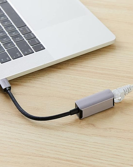 Amazon Basics Aluminum USB-C to RJ45 Gigabit Ethernet Adapter, Portable, Fast Network, Grey, 2.07 x 0.81 x 0.6 inches