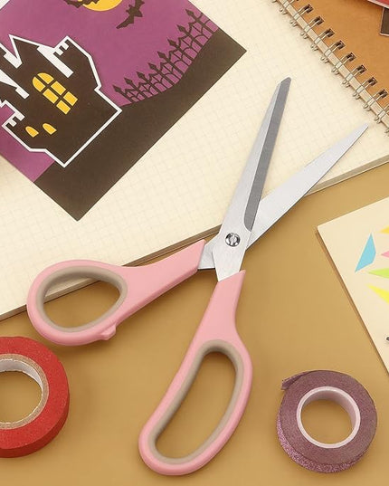 LONGKEY Scissors 8.5 Inch scissors all purpose Bulk Set of 3, Scissors for Office Home School Craft Supplies, Soft Comfort-Grip Right/Left Hand