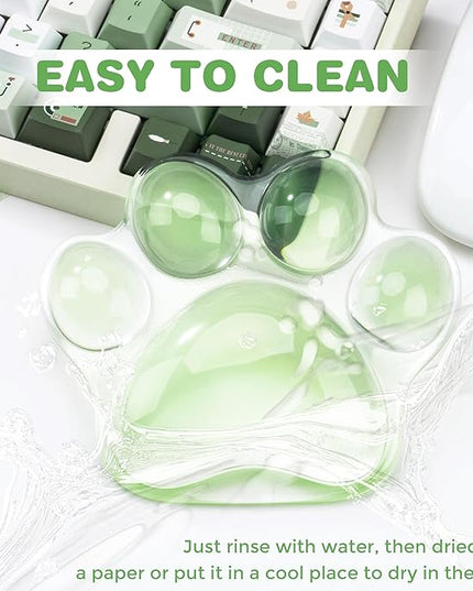 Cat Paw Mouse Wrist Rest, Green Clear Silicone Support Pad, Green Cute Ergonomic Soft Transparent Wrist Pain Relief for Office Home Desk Computer
