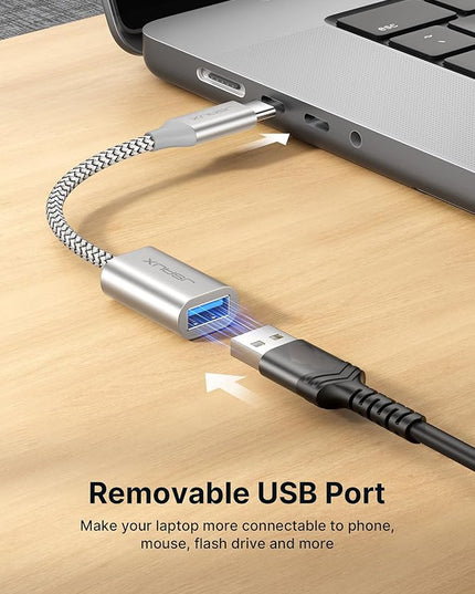 JSAUX USB C to USB 3.0 Adapter [2 Pack], USB C Male to USB Female OTG Cable Adapter Compatible with MacBook Pro/Air, iPhone 17 Pro Max/iPhone Air/16e/16/15 Series, Samsung Galaxy S25/S24/S23-Silver