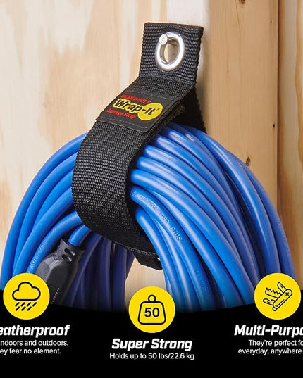 Heavy-Duty Wrap-It Storage Straps, 17-inch (6 Pack) - Extension Cord Organizer, Storage, Cord Straps, Cable Straps for Hoses, Rope, RV, Workshop, Boat, Tools, and Garage Wall Storage and Organization