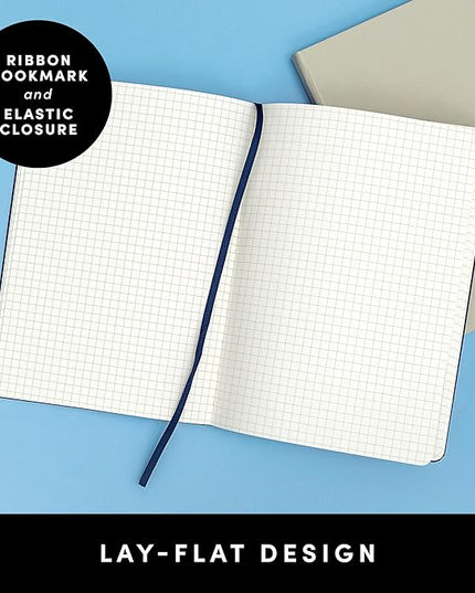 PAPERAGE Graph Paper Journal Notebook, (Dark Green), 160 Pages, Medium 5.6 in x 8 in - 100 GSM Thick Paper – Hardcover Grid Notebook for Work or School