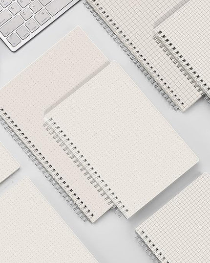 AHGXG Dotted Journal Spiral Notebook (2-Pack), Bullet Dot Grid Journal Large B5 with Transparent Hardcover, Wirebound Notebook 100GSM Dotted Paper, for Bullet Journaling, 7.3"X 10"