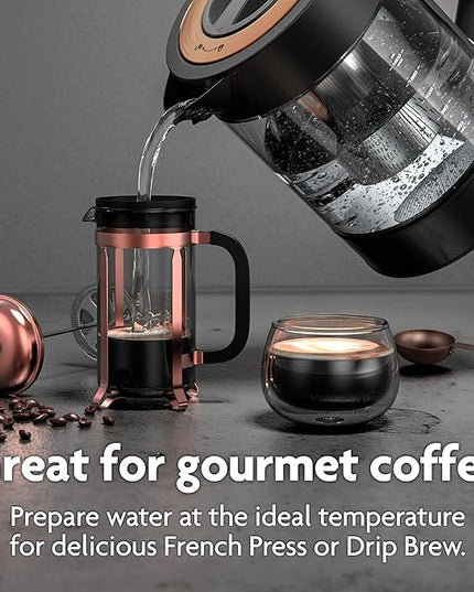 Vianté Electric Kettle With Infuser For Loose Leaf. Hot Tea Maker With Temperature Control And Automatic Shut Off. Tea Kettle With Brewing Programs. 1.5 Liters Capacity | Black Color
