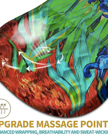 Hokafenle Ergonomic Mouse Pad Wrist Support with Massage Design, Wrist Rest Pain Relief Mousepad with Memory Foam&Non-Slip PU Base, Mouse Pads for Wireless Mouse & Desk(12x8 inch,Vangogh Iris Flower)
