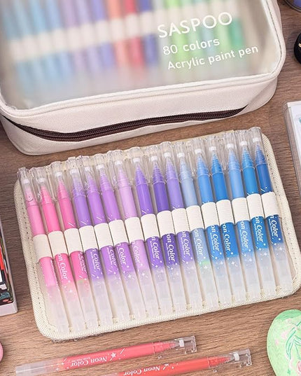 SASPOO Acrylic Gel Pens for Drawing,Colors Gel Paint Pens Ultra Fine ST Point 1.0, Set of Acrylic Marker Pens Color Ink for Journaling, Crafts Art Supplies (80)