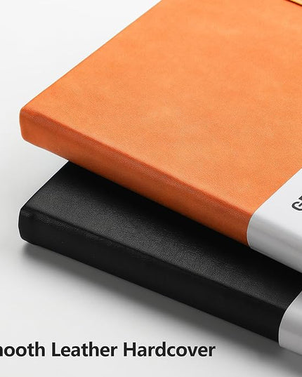 RETTACY Graph Grid Paper Notebook, 192 Pages, A5 Medium Size (5.7'' x 8.3''), 5 Squares per Inch, Leather Hardcover, 100 GSM Thick Paper, for School, Students, Math, Engineering (Orange)