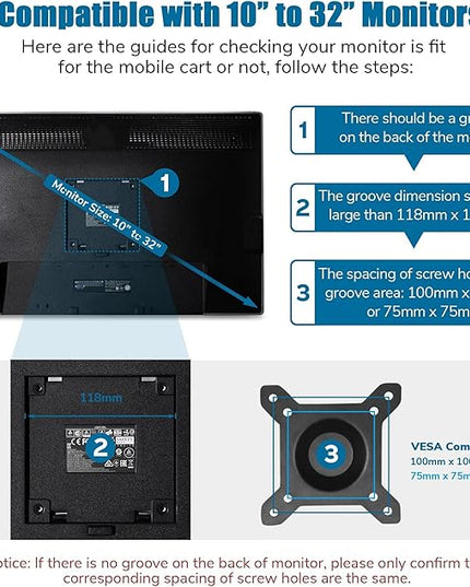 Yescom Mobile Computer Cart Rolling PC Stand Desk Workstation Dual Monitor Mount with Wheels Adjustable Keyboard Tray CPU Printer Holder for Hospital Clinic School Office Silver