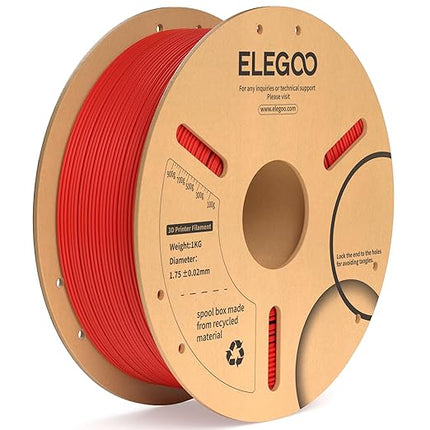 ELEGOO PLA Plus Filament 1.75mm Red 1KG, PLA+ Tougher and Stronger 3D Printer Filament Pro Dimensional Accuracy +/- 0.02mm, 1kg Spool(2.2lbs) Fits for Most FDM 3D Printers