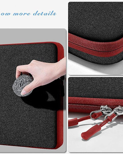 Slim Laptop Case 13.3 14 inch Sleeve, Rainproof & Shockproof Carrying Case for Notebooks Compatible with MacBook Pro 14" and All Models 13.3" MacBook Air/Pro, Most Popular 13"-14" PC,Black-red