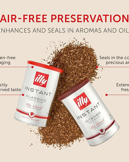 illy Instant Coffee, Classico Medium & Intenso Dark Roasts, 100% Arabica, Premium Italian Coffee, 3.3oz, 6 Variety Pack