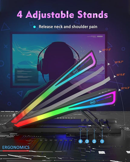 AICHESON Laptop Cooling Pad, 15 Powerful Cooling Fans, Gaming Laptop Cooler with RGB Lights for 15-17.3 inch PC Computers