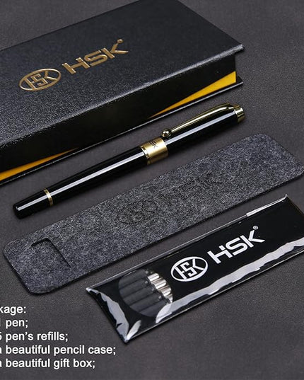 HSK Ballpoint Pens Luxury gift Pen Black Refill Line width 0.5mm,Best Ball Pen Gift Set for Men & Women Professional Executive,Office,Nice Pens Classy Gift Box (Black)