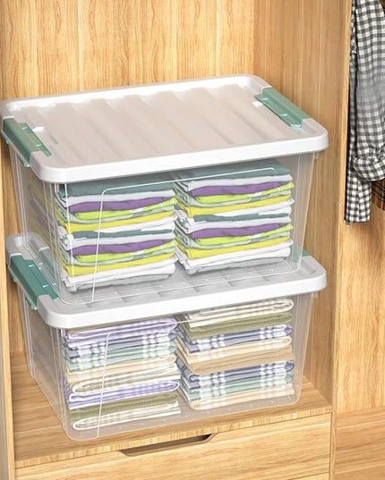 Readsky 36 Quart Plastic Clear Storage Bins with Lids, Large Latch Boxes, 4-Pack