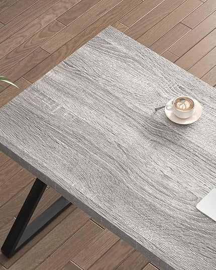 FOLUBAN Modern Desk, Rustic Wood and Metal Computer Desks for Home Office, Simple Study Writing Work Table for Bedroom Living Room, Light Grey, 60 Inch