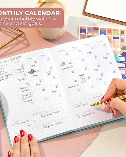GoGirl Self-care Journal – Daily Mental Health Notebook with Mood & Wellness Trackers – Personal Development, Meditation & Reflection Journal for Women – Hardcover, Lasts 3 Months (Turquoise)