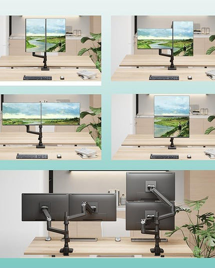 WALI Vertical Dual Monitor Stand for 17''-49'' Curved Screens, Ultrawide Dual Monitor Arms up to 44lbs, Stacked Monitor Mount for 2 Monitors, Heavy Duty Adjustable Gas Spring Arm (GSDM002N-P), Black