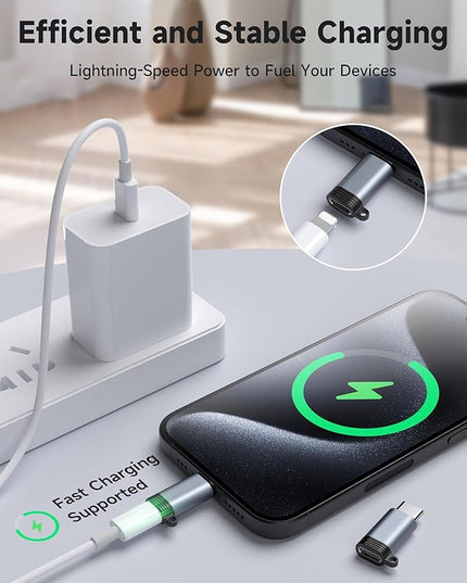 Lightning to USB C Adapter 10 Pack, Fast Charging & Data Sync for iPhone 15/16/17 Pro/Pro Max, Charger Adapter Accessory (Not for Audio/OTG)