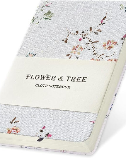 Pocket Journal, Floral Linen Notebook, Similar Embroidered, A6 Notebook, 4x6 Journal, Lay Flat, Hardcover, Lined & Unlined Sketchbook, White