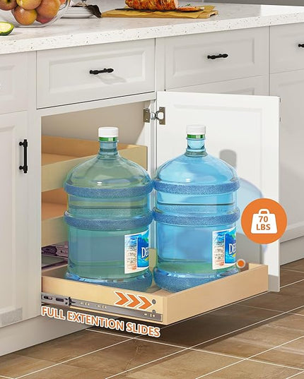 WelFurGeer 3-Tier Pull Out Cabinet Organizer with Soft Close, Heavy-Duty Slide Out Drawers for Cabinets, Pull Out Drawers for Cabinets, Bottom Mount Shelves for Kitchen, Pantry, Bathroom
