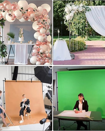 Pipe and Drape Photography Backdrop Stand Kit Adjustable Photo Background Stand 10ft x 6.5ft with Metal Base for Parties Weddings Birthday Party Events Photo booth