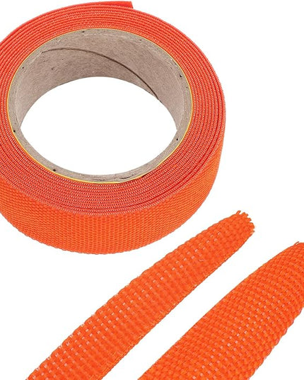 MECCANIXITY Braided Cable Sleeves Heat Shrinkable Fabric Sleeving, 5/8" 10ft Orange 2:1 Ratio Heat Shrinkable Cord Protector for Harness Cable, Network Cable Protection, Cable Management