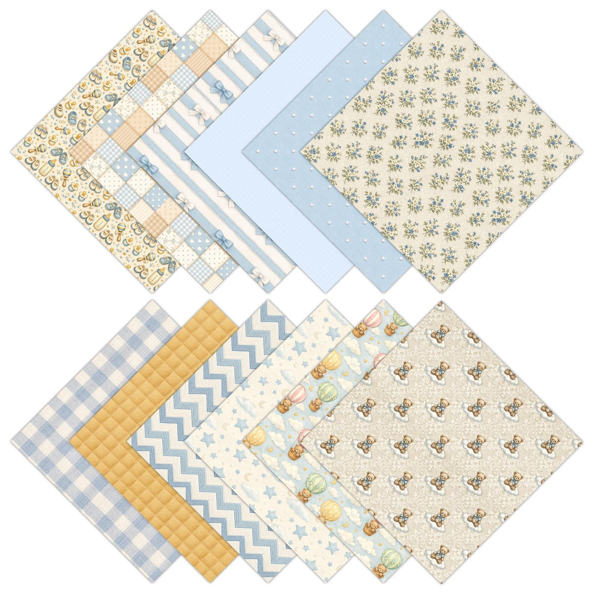 Jotlink 24 Sheets Baby Boy Scrapbook Paper Pad, 6x6 inch Heavyweight 160GSM Single-Sided Cardstock, Smooth Matte Vintage Sweet Nursery Patterned Paper for Card Making Photo Album Collage & DIY Crafts