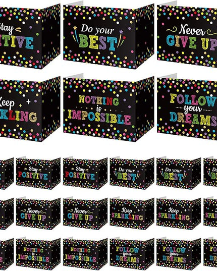 Honoson 24 Pcs Bulk Inspirational Privacy Folders for Students Cardboard Test Privacy Boards Motivational Words Desk Dividers Shield for Classroom School Study Supplies, 6 Styles(Polka Dots)