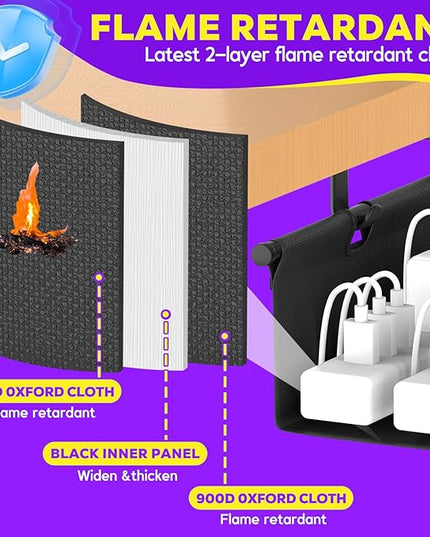 Large Under Desk Cable Management Tray, REFLYING 43.7" Cable Management Under Desk No Drill,Adjustable Clamp Cord Wire Organizer, Cord Hider for Standing Table, Wire Hider for Office,Home (Large)