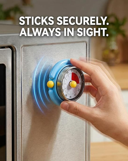 Visual Timer, Cute Magnetic Mechanical Kitchen Timer for Cooking, No Batteries Required, 60-Minute Countdown Clock for Study, Classroom, Baking, Yoga, Pomodoro - Loud Alarm