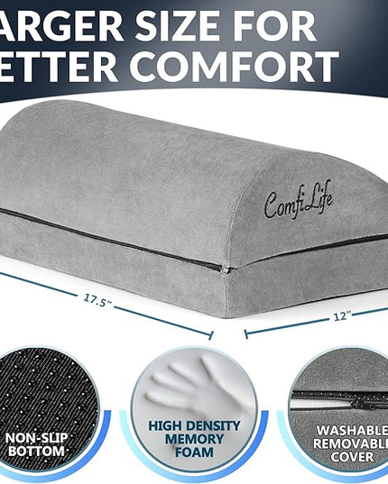 ComfiLife Foot Rest for Under Desk at Work – Adjustable Desk FootRest for Office Chair, Gaming Accessories – Ergonomic Teardrop Design for Back, Hip & Leg Pain Relief – 100% Memory Foam (Gray)