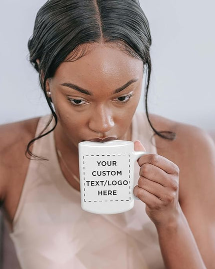 Custom Ceramic Coffee Mugs 11 oz. Set of 10, Personalized Bulk Pack - Coffee cup set, Iced coffee cup, Gaming mug - Creamy White