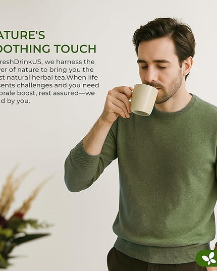 FreshDrinkUS, Premium 135 Tea Bags Men Super Tea – Herbal Blend with Senna, Dandelion Root, Ginger, Peppermint & More – 100% Natural, Sugar-Free. Caffeine-Free. Gluten-Free. Vegan