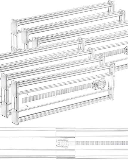 Vtopmart 8 Pack 4" Regular Upgrade Drawer Dividers for Clothes, 12.8"-22.3" Expandable Dresser Drawer Organizer, Clear Plastic Separators for Dresser, Baby Clothing, Underwear, Cosmetic, Toiletries