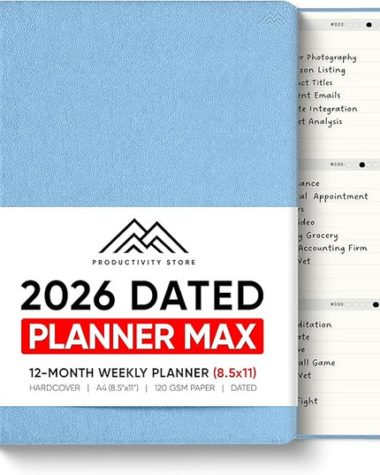 Dated, 2026 Planner, 8.5" x 11" - The Productivity Planner to Achieve Your 2026 Goals - Planner 2026-2027 by PRODUCTIVITY STORE (A4, BLUE)