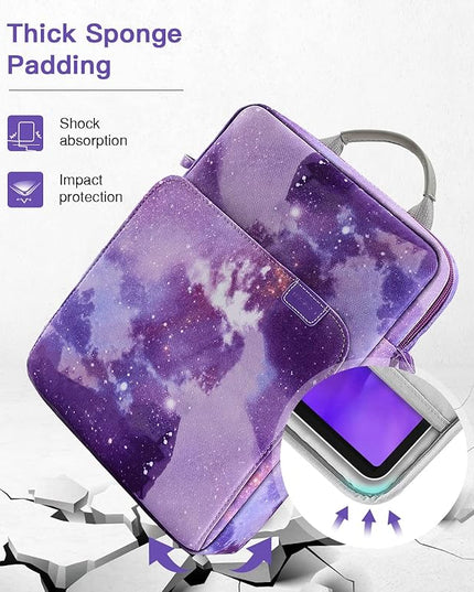 MoKo 12.9 Inch Tablet Sleeve Bag, Fits with 13 Inch New iPad Pro M4 & Air M2 2024, iPad Pro 12.9 M2&M1, Galaxy Tab S8+/S9+ 12.4, Handle Carrying Case with Shoulder Strap, Purple Starry Sky